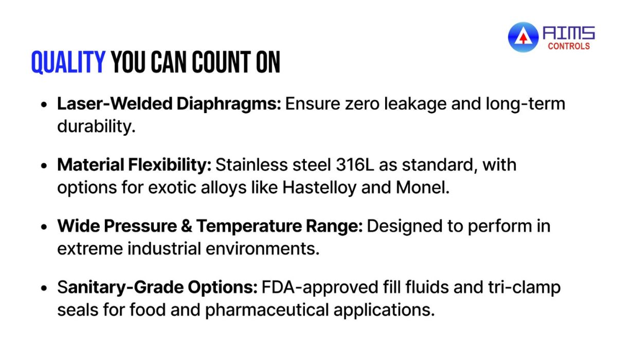 Why choose Aims control Diaphragm Seals